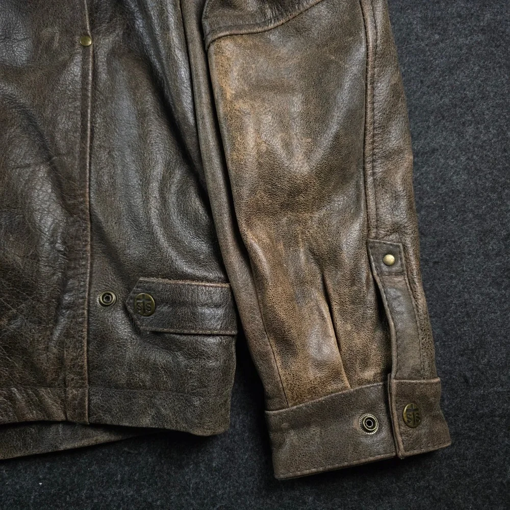 STS Ranch Wear Rifleman Distressed Brown Leather Jacket Concealed Carry Men's XL